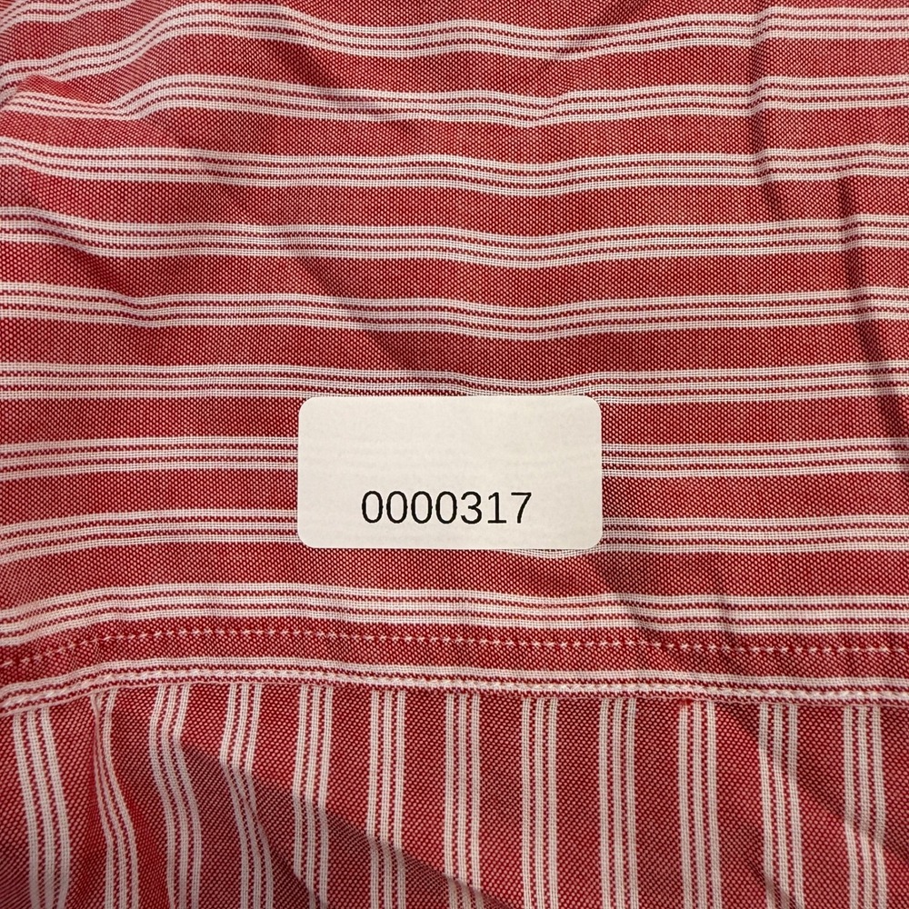 Chaps Denim Womens Large Red White Striped Short Sleeve Button Down Shirt Pocket - Picture 7 of 7